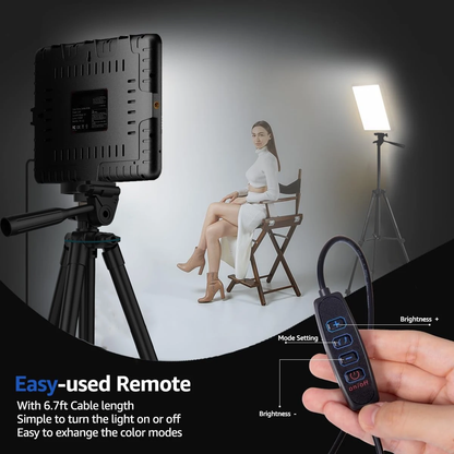 Dimmable LED Video Light Kit with Tripod, 2-Pack