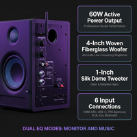 4'' Studio Monitors, 60W Active Monitor Speaker, Bluetooth Bookshelf Speaker with HDMI ARC, USB-C, TRS, RCA, Aux In, EQ & Music/Monitor Mode, for Music Production, Desktop Computer,Mf01 — Results & Stats