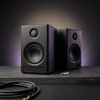 4'' Studio Monitors, 60W Active Monitor Speaker, Bluetooth Bookshelf Speaker with HDMI ARC, USB-C, TRS, RCA, Aux In, EQ & Music/Monitor Mode, for Music Production, Desktop Computer,Mf01 — Studio Shot