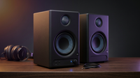 4'' Studio Monitors, 60W Active Monitor Speaker, Bluetooth Bookshelf Speaker with HDMI ARC, USB-C, TRS, RCA, Aux In, EQ & Music/Monitor Mode, for Music Production, Desktop Computer,Mf01 — Lifestyle