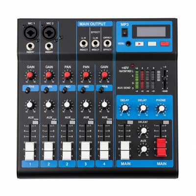 4-Channel Audio Mixer w/ 48V Phantom Power