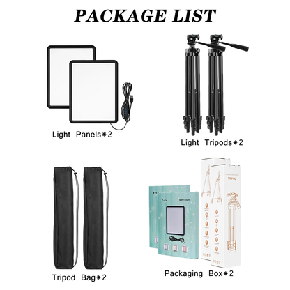 Dimmable LED Video Light Kit with Tripod, 2-Pack