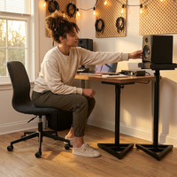 MS-90/36B 36 Inches Studio Monitor Stands - Black Finish — Lifestyle