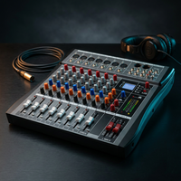 Professional DJ Audio Mixer -  6 Channel DJ Bluetooth Controller Sound Mixer,Usb Interface,6 XLR Mic/Line Input,Aux,Fx Processor MP3 Player,+48V Phantom for Karaoke Studio Streaming Recording — Studio Shot