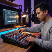 Professional DJ Audio Mixer -  6 Channel DJ Bluetooth Controller Sound Mixer,Usb Interface,6 XLR Mic/Line Input,Aux,Fx Processor MP3 Player,+48V Phantom for Karaoke Studio Streaming Recording — Lifestyle