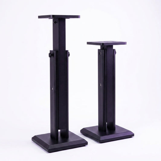 Wood Speaker Stands Pair, 25''To 34'' Height Adjustable Speaker Stand | Universal Floor Bookshelf Speaker Stands Studio Monitor Stands for Surround Sound, Enhanced Audio Listening Experience, Black — Studio Shot