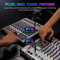 Professional DJ Audio Mixer -  6 Channel DJ Bluetooth Controller Sound Mixer,Usb Interface,6 XLR Mic/Line Input,Aux,Fx Processor MP3 Player,+48V Phantom for Karaoke Studio Streaming Recording